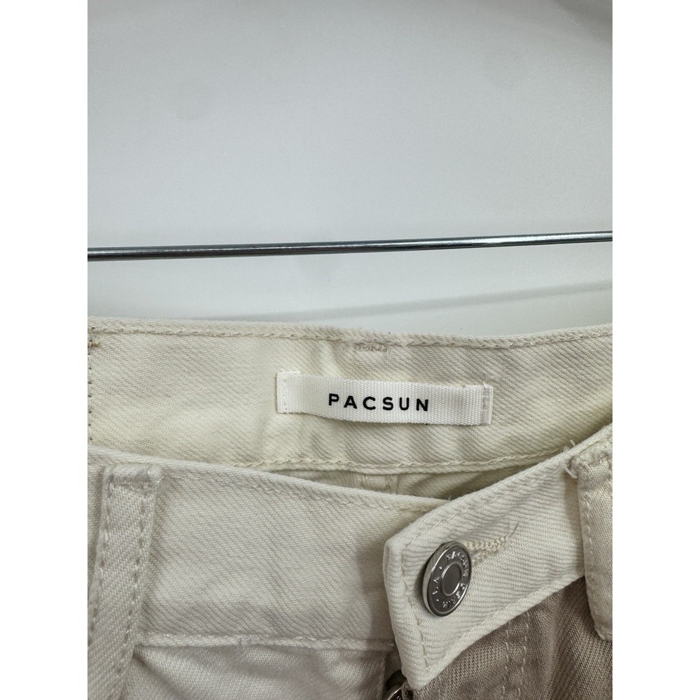 Pacsun Eco Off white Patchwork Dad Jean Women 27 Biege Cream Grunge Y2K Grunge - Picture 4 of 13